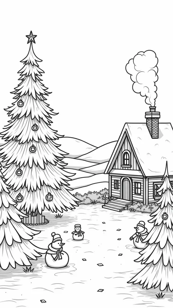 christmas scenery coloring pages